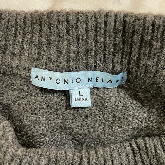 Antonio Melani Sweater Gray LARGE Wool Alpaca spandex long split bell tie sleeve - Picture 10 of 14